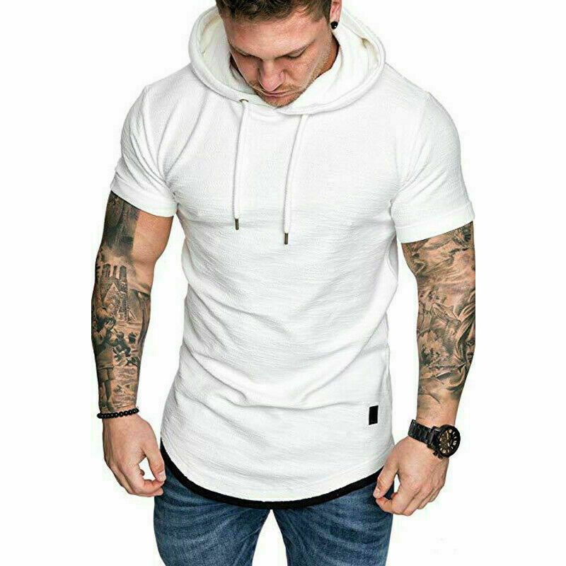 mens short sleeve hooded t shirt